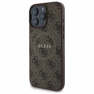 Guess 4G gredzena klasiskā logotipa magnētiskais viedtālruņa apvalks iPhone 16 Pro Max - brūns