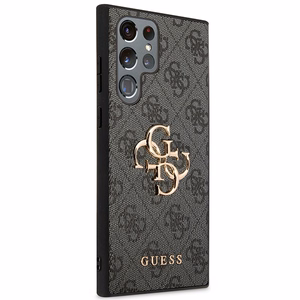 Guess GUHCS23L4GMGGR S23 Ultra S918 pelēks/pelēks cietais apvalks 4G Liels Metāla Logotips