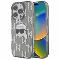 Karl Lagerfeld IML Karl galvas elektroplēts iPhone 16 Pro apvalks - melns
