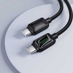 Kabelis ar LCD USB C uz USB C Hoco 3A 60W 1,2 m U146 melns