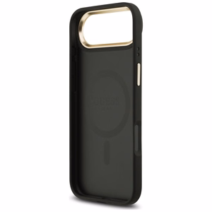 GUESS magnētiskais viedtālruņa apvalks IPHONE 17 Air, savietojams ar MagSafe GUHMP17MP4GRMDEK (PU apvalks ar 4G Strass logotipu) melns