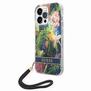 Guess GUOHCP14XHFLSB iPhone 14 Pro Max 6.7 "blue / blue hardcase Flower Strap