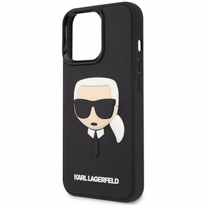 Karl Lagerfeld KLHCP14LKH3DBK iPhone 14 Pro 6.1 melns cietais viedtālruņa apvalks 3D gumijas Karla galva