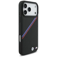 BMW M Tricolor Metal Logo MagSafe viedtālruņa apvalks iPhone 17 Pro Max - melns