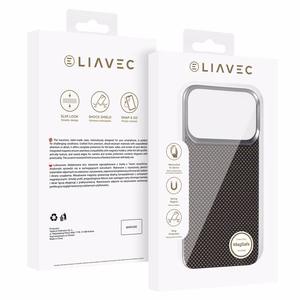 Liavec Carbon Layer Magsafe Aramid Fiber maciņš priekš Iphone 17 Pro Max zeltains