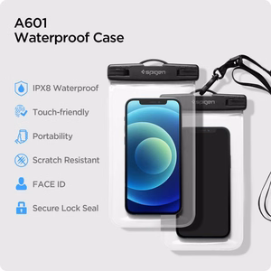 Spigen Aqua Shield A601 apvalks ūdensnecaurlaidīgs IPX8 - caurspīdīgs 2 gab.