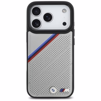 BMW M Tricolor Metal Logo MagSafe viedtālruņa apvalks iPhone 17 Pro - pelēks