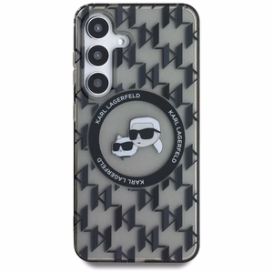 Viedtālruņa apvalks Karl Lagerfeld Poga Karl&Choupette Galvas Uz KL Raksts Magnētiskais Samsung Galaxy S25 melna