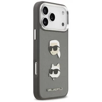 Karl Lagerfeld FW Graudains Karl & Choupette galvu nagli un logotips viedtālrunim iPhone 17 Pro Max - pelēks
