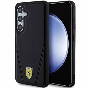 Ferrari Hot Stamp V Lines magnētiskais viedtālruņa apvalks Samsung Galaxy S24+ - melns