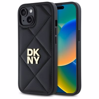 DKNY Quilted Stack Logo viedtālruņa apvalks iPhone 15 - melns