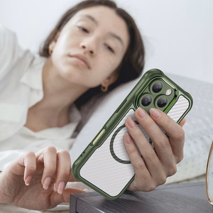 Leading Series Magnētiskais silikona viedtālruņa apvalks iPhone 16 Pro - zaļa