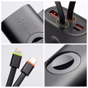 Portatīvais lādētājs Forcell F-Energy F10K4 PD QC3.0 3A 22,5W 10000 mAh su Apple Watch saderīgs melns