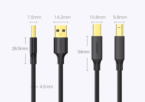 Ugreen USB Type B printera kabelis (vīriešu) - USB 2.0 (vīriešu) 480 Mbps 1.5 m melns (US135 10350)