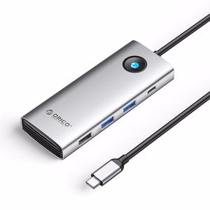 Orico PW11 8in1 USB-C Docking Station 2x USB-A 3.0 1x USB-A 2.0 1x USB-C 3.0 1x USB-C PD 100W 1x HDMI 4K 60Hz 1x VGA 1080P 60Hz 1x RJ45 Gigabit Ethernet - Silver