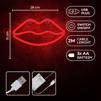 Neon LED Light LIPS sarkans Bat + USB FLNE08 Forever Light