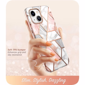 Supcase Cosmo viedtālruņa apvalks iPhone 14 Plus - rozā marmora krāsa