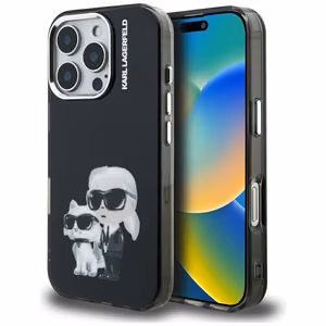 Karl Lagerfeld IML Aquarelle Karl & Choupette & Logo iPhone 16 Pro Case Black