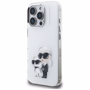 Karl Lagerfeld IML Aquarelle Karl & Choupette & Logo macins iPhone 16 Pro Max - balts
