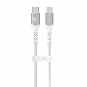 Blavec kabelis Raptor pīts - Type C uz Type C - PD 60W 3A 1 metrs Apple CarPlay/Android Auto (CRA-CC3WS10) balts-sudraba