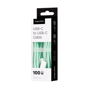 Krüger&Matz Basic USB-C–USB-C kabelis, 100 W, 1 m, zaļš