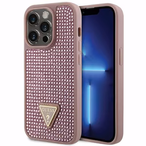 Guess GUHCP14LHDGTPP iPhone 14 Pro 6.1" rozā rozā Kietais vāciņš Rhinestone Triangle