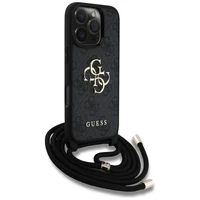 Guess 4G Big Logo Cord Stap viedtālruņa apvalks iPhone 16 Pro Max - melns