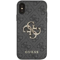 Guess 4G lielais metāla logotips viedtālruņa apvalks iPhone X/XS - pelēka