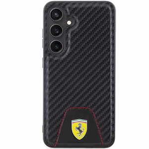 Ferrari Carbon Stitched Bottom viedtālruņa apvalks Samsung Galaxy S24 - melns
