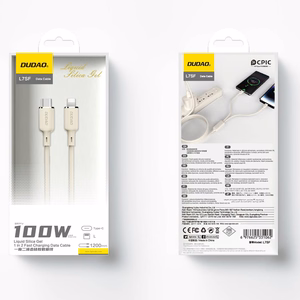 Dudao L7SF 2in1 USB-C - USB-C / Lightning kabelis 100W 1.2m - bēšs