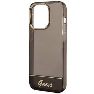 Guess GUHCP14LHGCOK iPhone 14 Pro 6.1 melns / melns kietais viedtālruņa apvalks caurspīdīgs