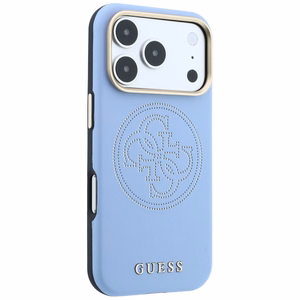 Guess Perforated 4G Gold Logo MagSafe maciņš modelim iPhone 18 Pro / 17 Pro – krāsa: gaiši zila