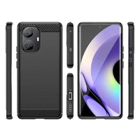 Carbon Case viedtālruņa apvalks Realme 10 Pro+ elastīgs silikona oglekļa pārklājums melns