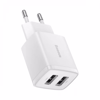 Lādētājs Baseus "Compact" balts 10.5W (2xUSB)