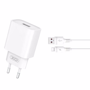 Сетевое зарядное устройство XO CE02D QC 3.0 18W 1x USB, белое + кабель USB-C