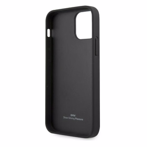 BMW Ādas perforēts viedtālruņa apvalks iPhone 12 Pro Max - melns