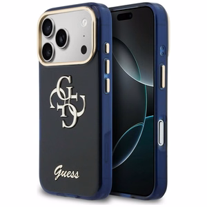 Guess IML 4G Script Metal чехол для iPhone 17 Pro Max синий