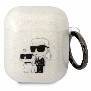 Karl Lagerfeld KLA2HNKCTGT чехол Airpods 1/2 прозрачный Gliter Karl&Choupette