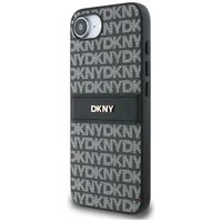 DKNY atkārtota tekstūras raksta ar tonālām svītrām apvalks iPhone 16e - melns