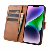 iCarer Viedtālruņa apvalks 2in1 no ādas ar atlokāmu vāciņu Anti-RFID brūns iPhone 14 (WMI14220725-BN)