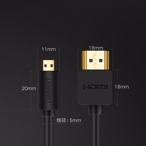 Ugreen HDMI - micro HDMI kabelis 19 pin 2.0v 4K 60Hz 30AWG 1.5m melns (30102)