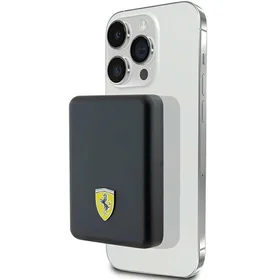 Portatīvais lādētājs Ferrari Metāla logotips Magnētiskais 15W 5000mAh - melna