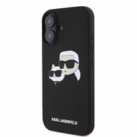 Karl Lagerfeld silikona Nauble Heads Print magnētiskais viedtālruņa apvalks iPhone 16 - melns