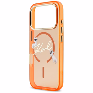 Karl Lagerfeld IML Choupettes Karl Script Logo MagSafe Maciņš for iPhone 17 Pro Max - oranžs
