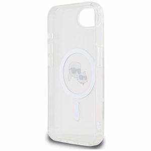 Karl Lagerfeld IML metāla Karl & Choupette galvu Magnētiskais viedtālruņa apvalks iPhone 16e - balts