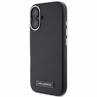 Karl Lagerfeld FW Metal Plate Magnētiskais iPhone 16 Plus viedtālruņa apvalks - melns