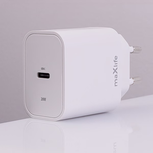 Maxlife MXTC-06-20C PD QC lādētājs 1x USB-C 20W balts + USB-C - USB-C kabelis 20W