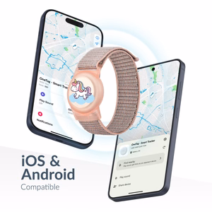Beeep OneTag meklēšanas ierīce ar bērnu aproci un Velcro aizdari, Unicorn, Apple Find My / Android