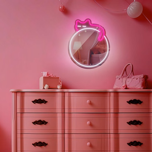 Neon MIRROR LED SLEEPING CAT balts rozā FMNE03 Forever Light