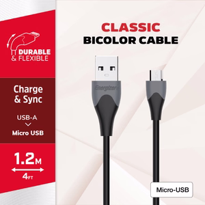 Energizer Classic C610MGBK USB-A–Micro-USB uzlādes un datu kabelis, 1,2 m, melns